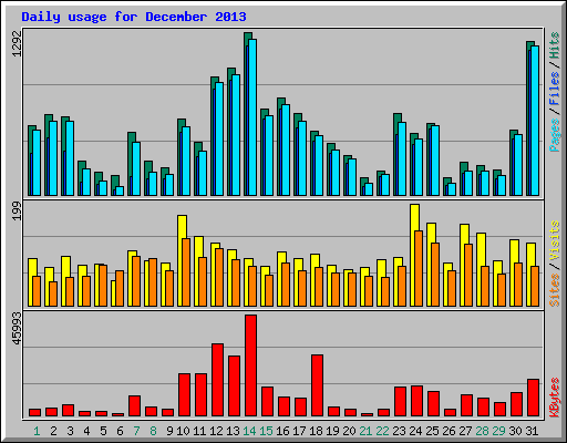 Daily usage for December 2013